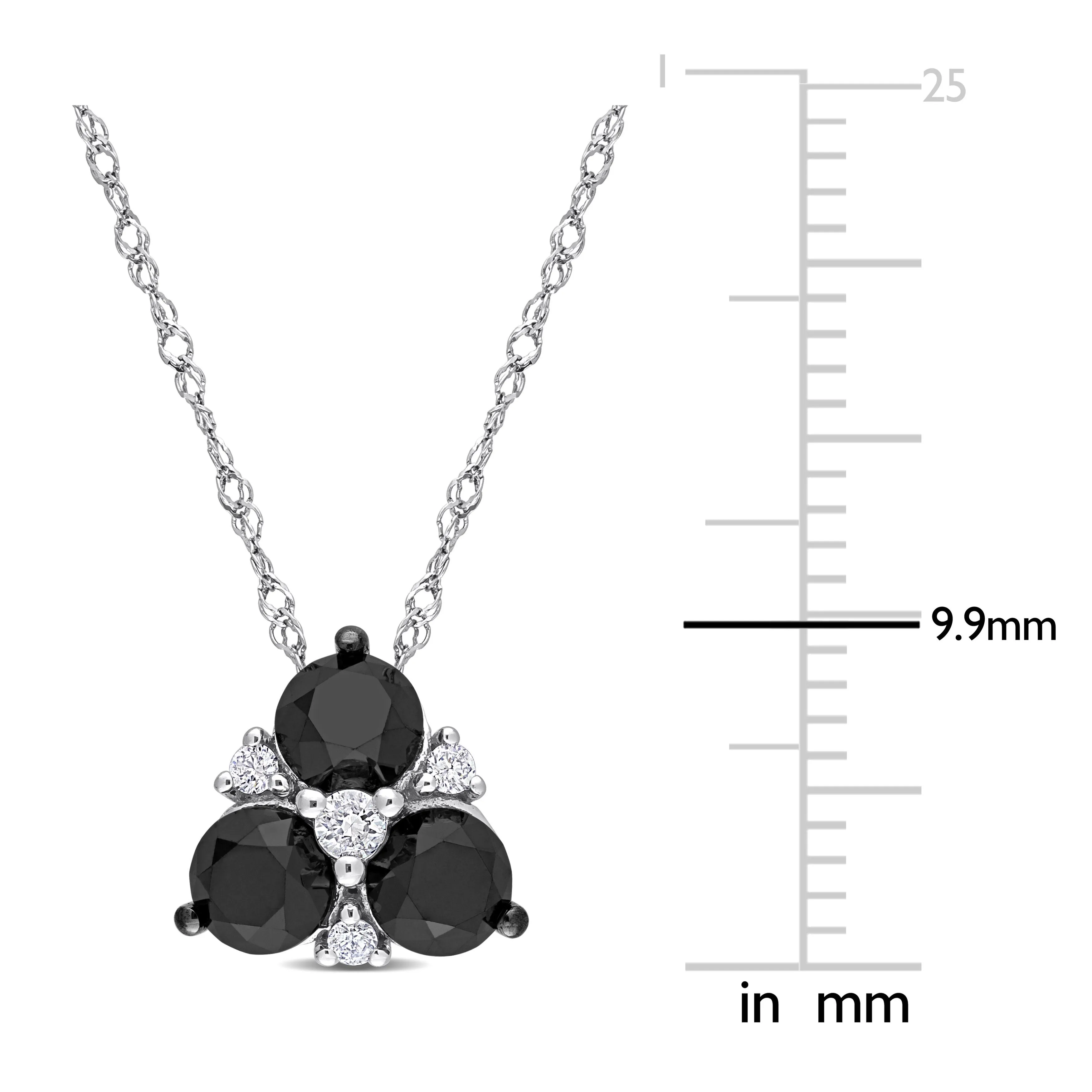 1 1/2 CT TW Black and White Diamond Pendant with Chain in 10K White Gold