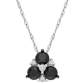 1 1/2 CT TW Black and White Diamond Pendant with Chain in 10K White Gold