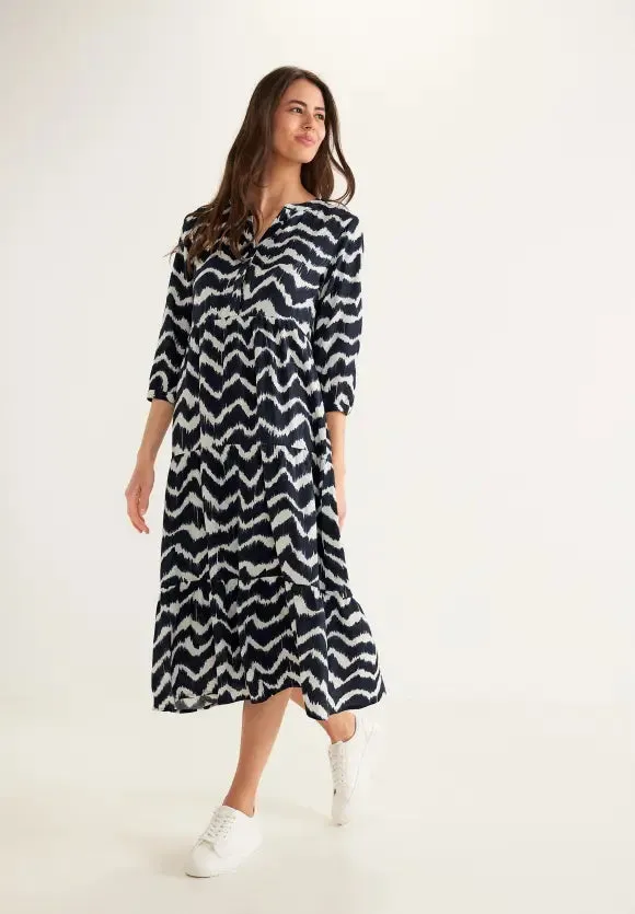 143558- Navy Zig-Zag MIDI Dress - Street One