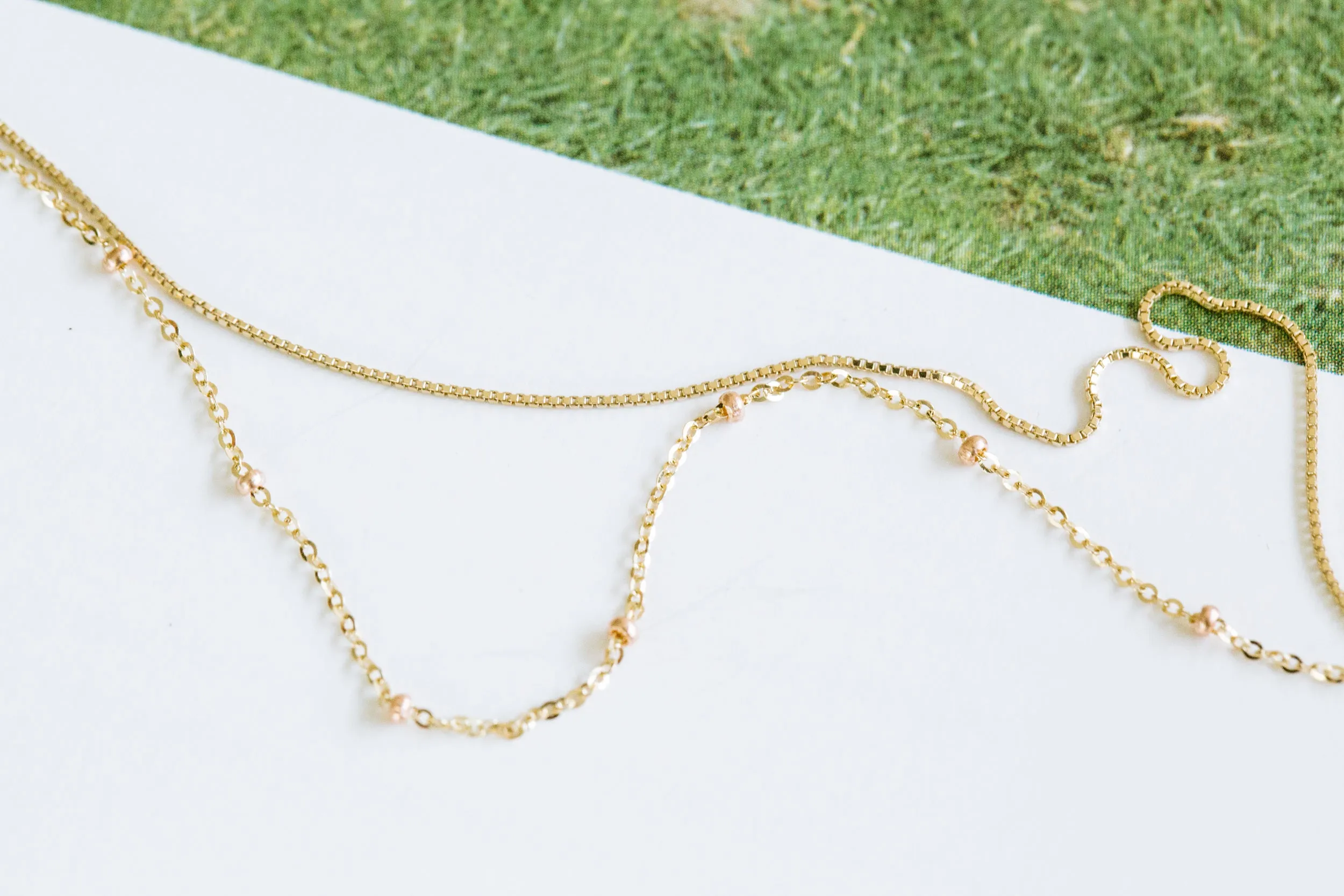 14K Gold Mother's Bridesmaid Gift Personalized Bead Chain Necklace