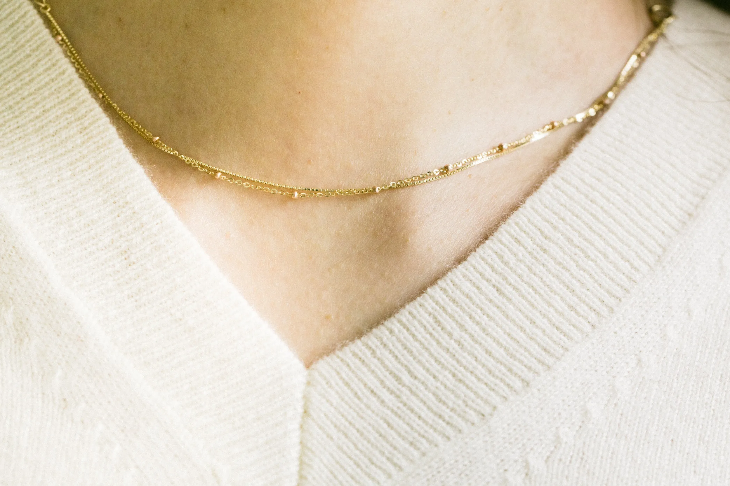 14K Gold Mother's Bridesmaid Gift Personalized Bead Chain Necklace