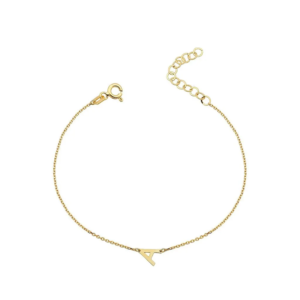 14k Initial Gold Bracelet