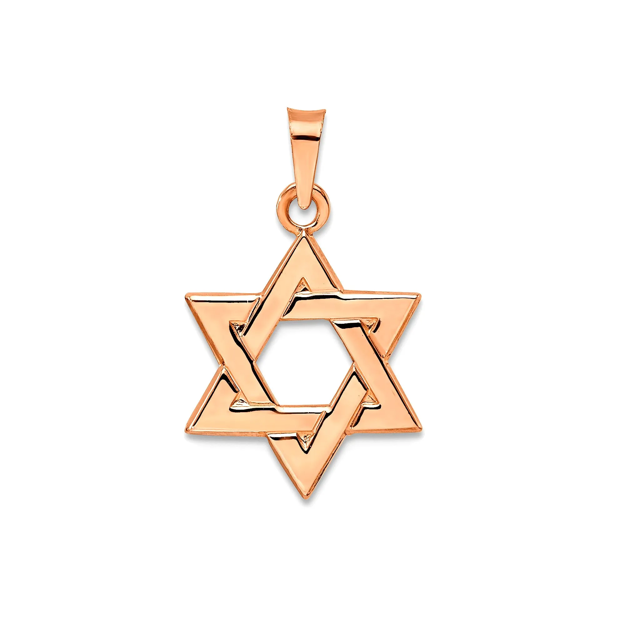 14k Real Rose Solid Gold Star Of David Charm Pendant