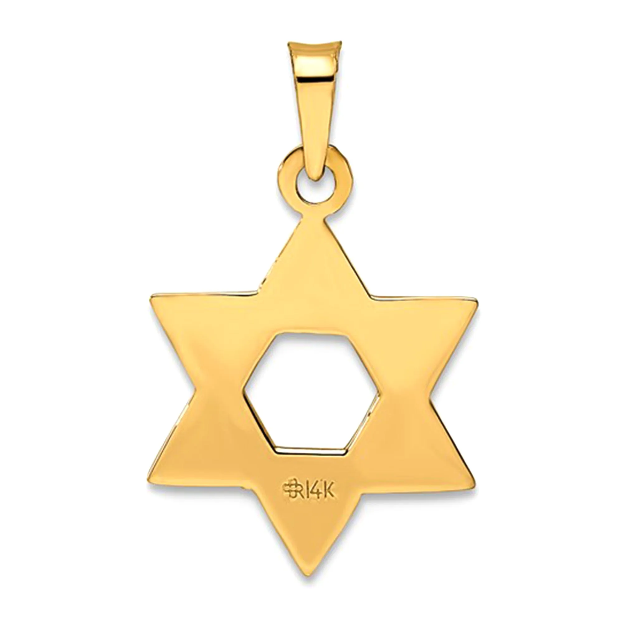 14k Real Rose Solid Gold Star Of David Charm Pendant