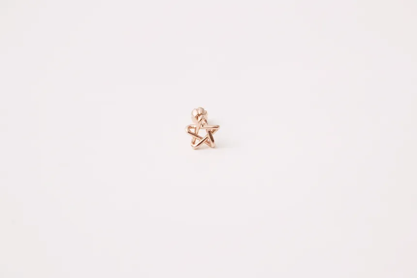 14k Real Solid Gold Star Cartilage Helix Tragus Conch Barbell Ear Stud Earring Piercing