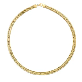 14k Real Solid Yellow Gold Rapunzel Woven Chain Necklace, 18