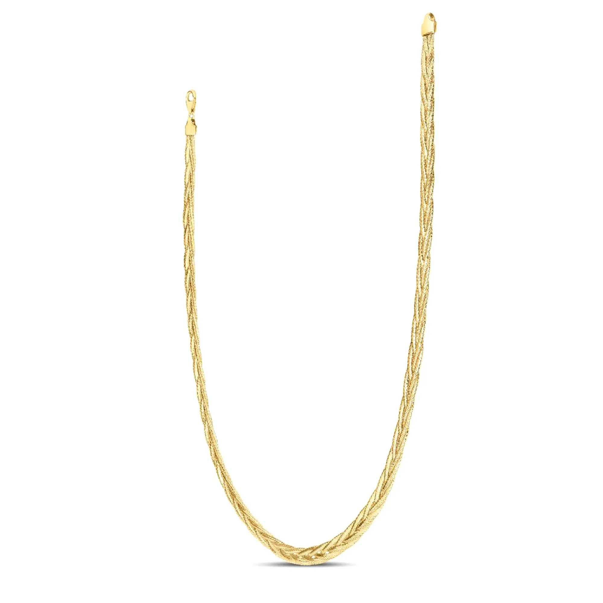 14k Real Solid Yellow Gold Rapunzel Woven Chain Necklace, 18