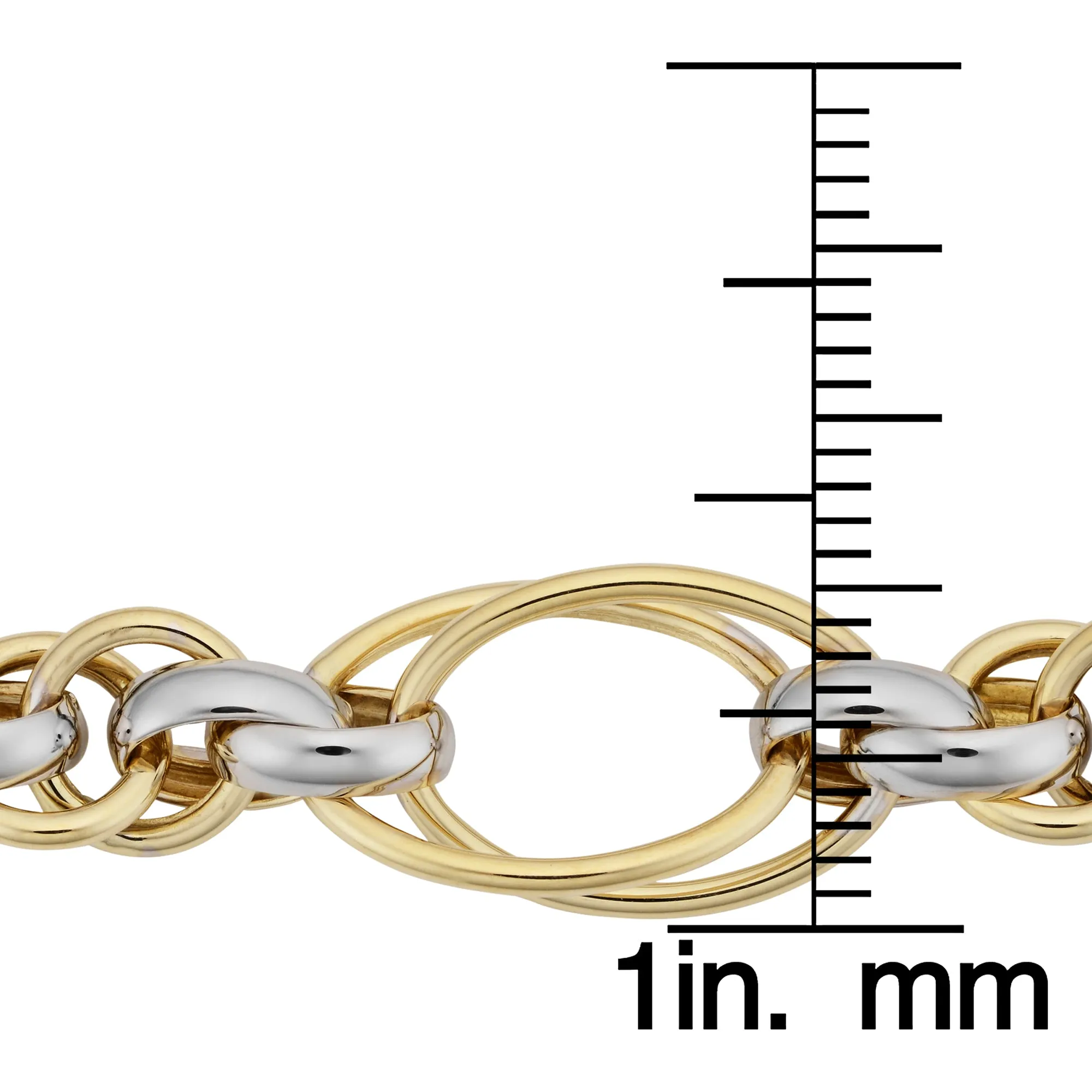 14k Two Tone Gold Double Oval Link Womens Bracelet, 7.5