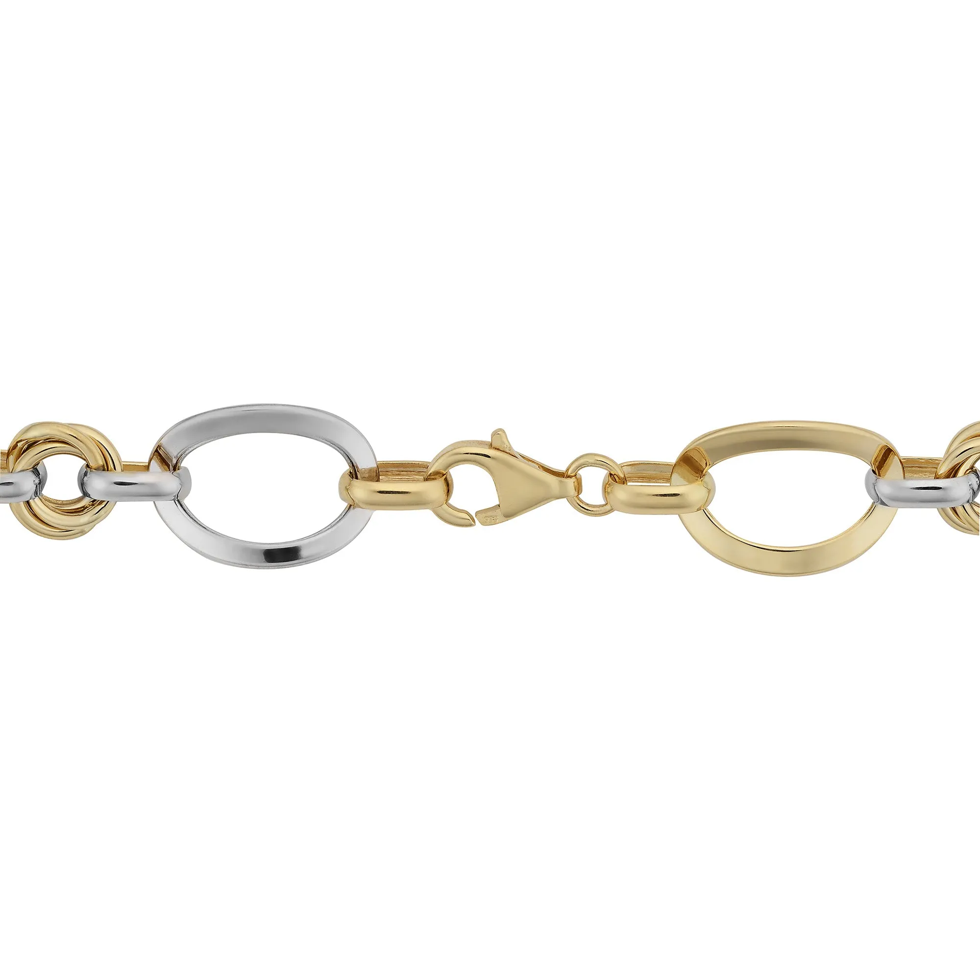 14k White And Yellow Gold Oval Link Womens Bracelet, 7.5