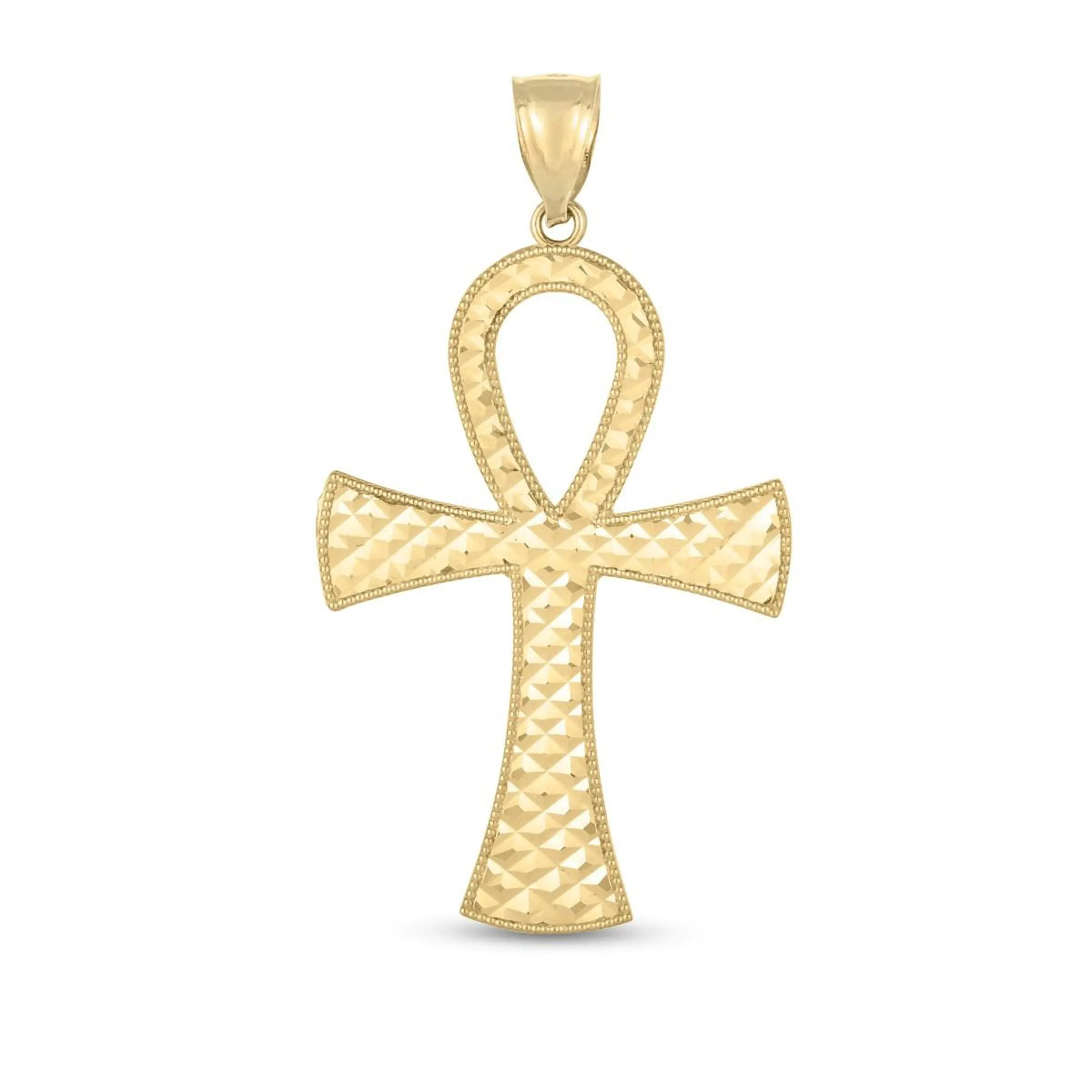 14K Yellow Gold Ankh Cross Charm Pendant