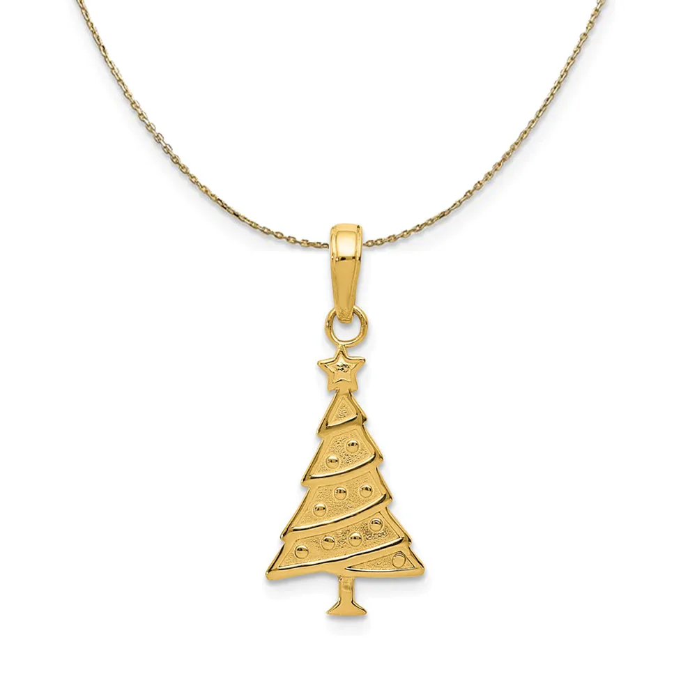 14k Yellow Gold Christmas Tree and Garland Necklace