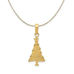 14k Yellow Gold Christmas Tree and Garland Necklace