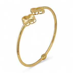 14K Yellow gold clover diamond cut bangle-227447