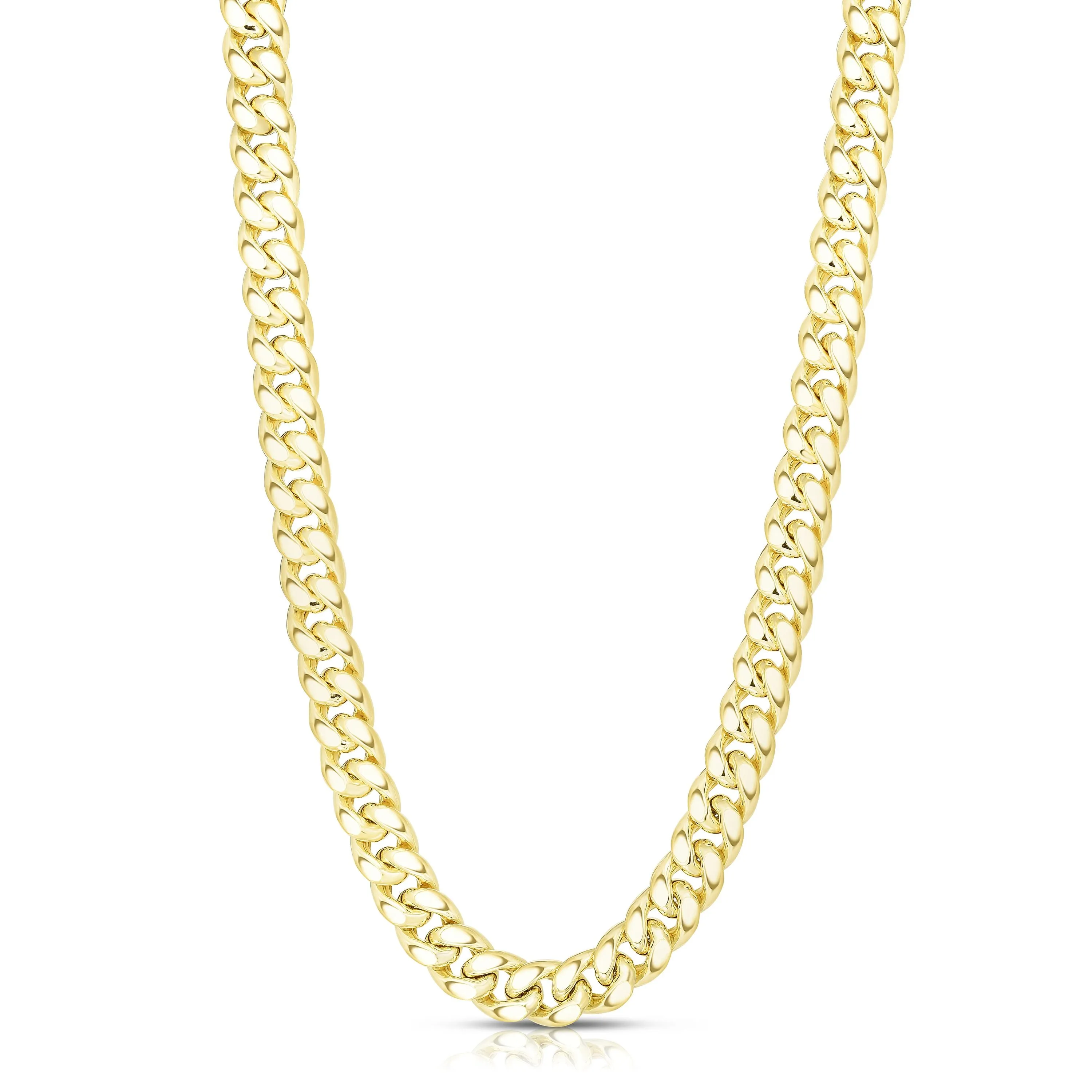 14k Yellow Gold Miami Cuban Link Chain Necklace, Width 4mm