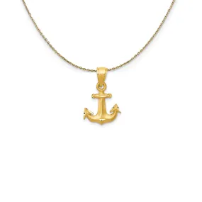 14k Yellow Gold Satin Anchor Necklace