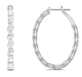 14kt Gold 6.02 CTW Oval Cut Lab Diamond Inside Out Hoop Earrings