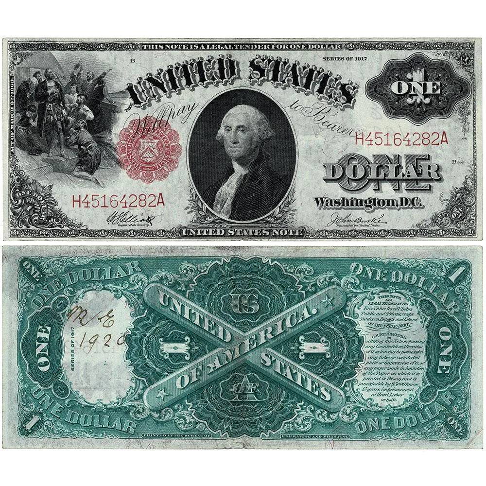 1917 Sawhorse $1 Legal Tender Note - Fr. 37 - About Uncirculated (Initials/Date)