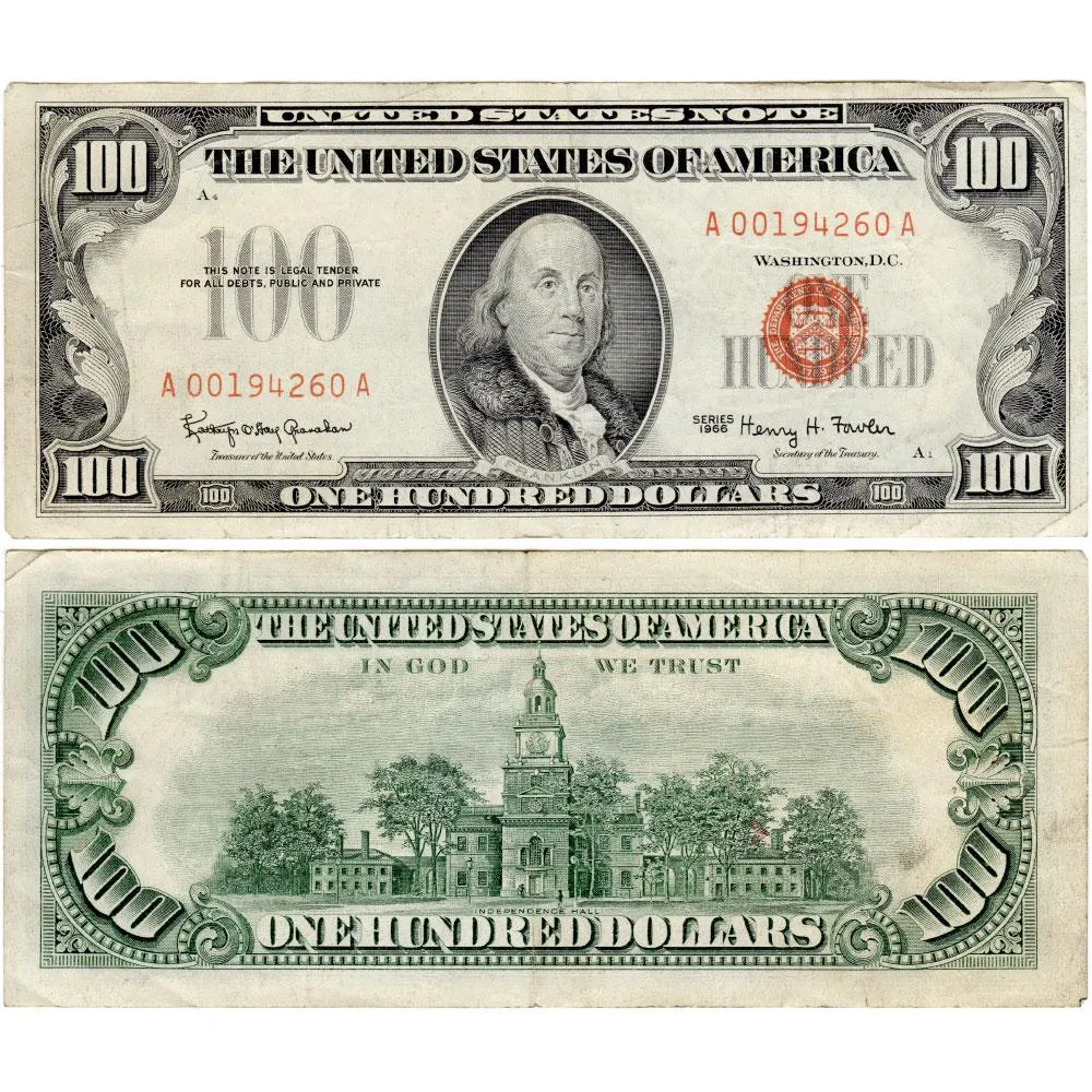 1966 $100 Red Seal Legal Tender Note FR. 1550 - Crisp Very Fine