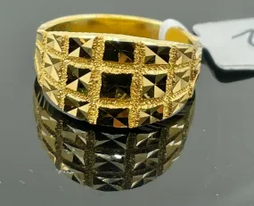 22k Ring Solid Gold Ladies Jewelry Simple Diamond Cut Square Shape Design R2127z