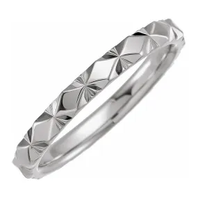 2.5mm Platinum Diamond Cut Faceted Standard Fit Band