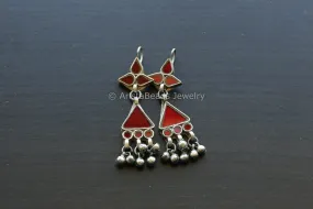 Aaeena Real Glass Earrings - Red