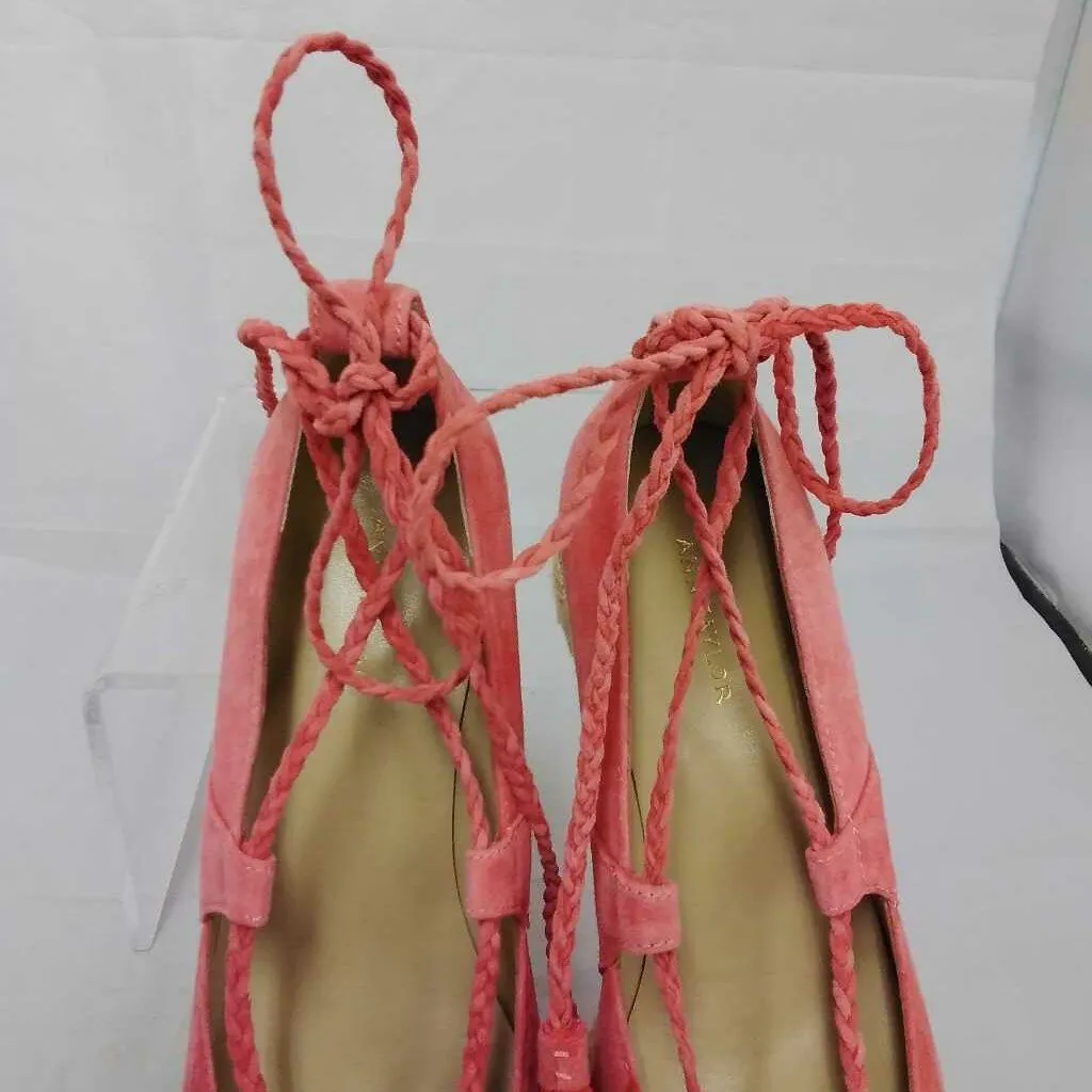 ANN TAYLOR PINK SUEDE ROPE BOTTOM WEDGES SIZE 5.5 TCA