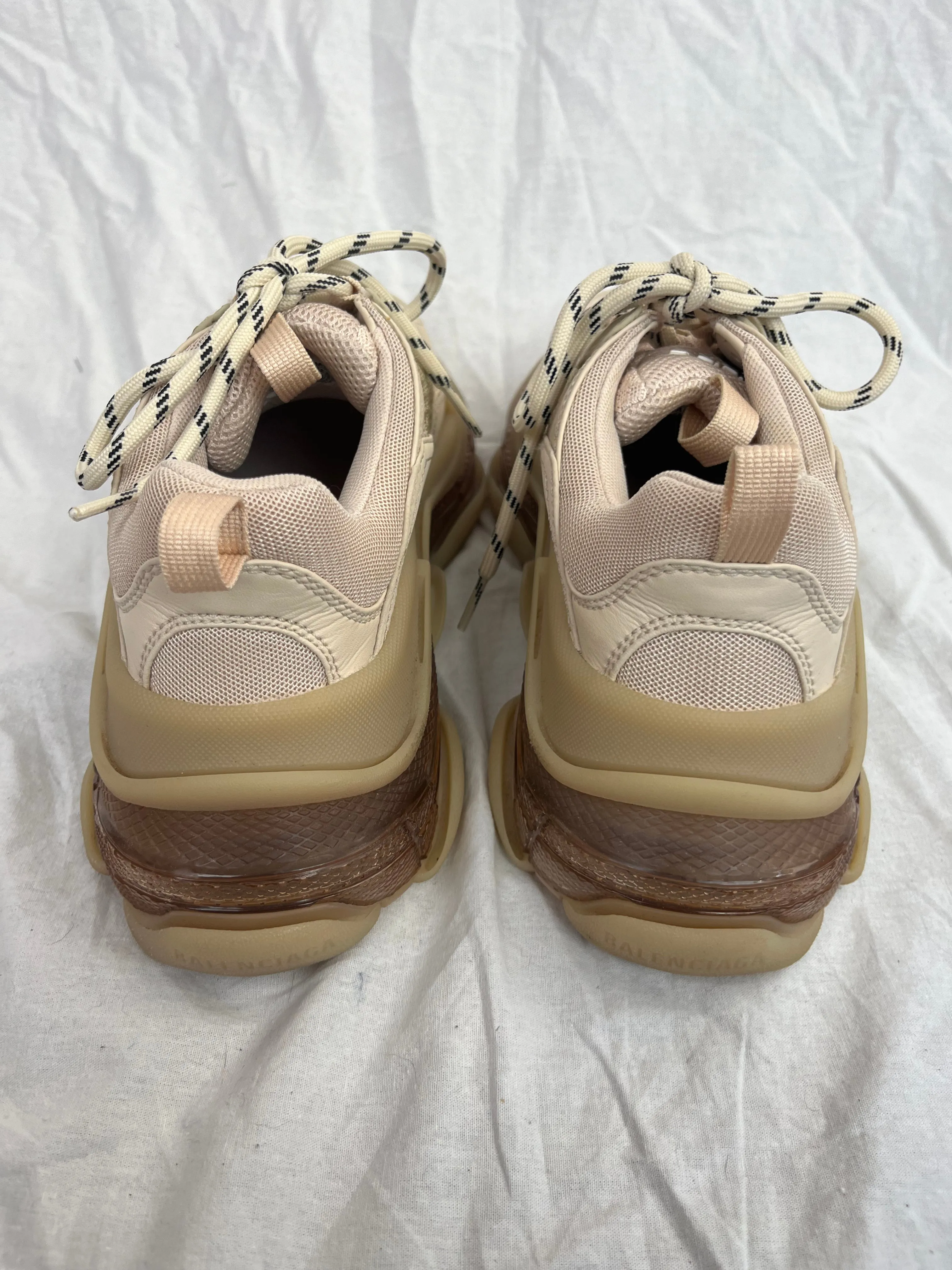 Balenciaga 825 Beige Triple S Clear Sole Trainers 39