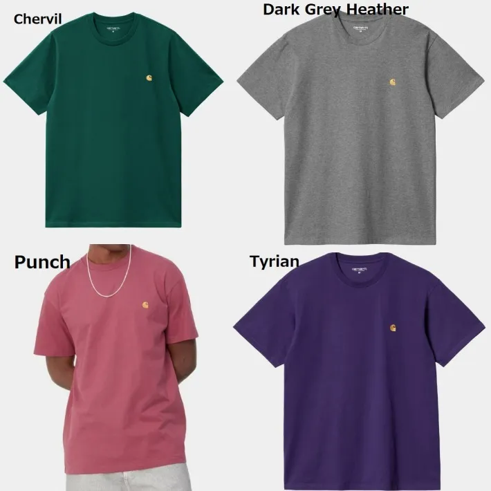 Carhartt  |Street Style U-Neck Plain Short Sleeves Logos on the Sleeves