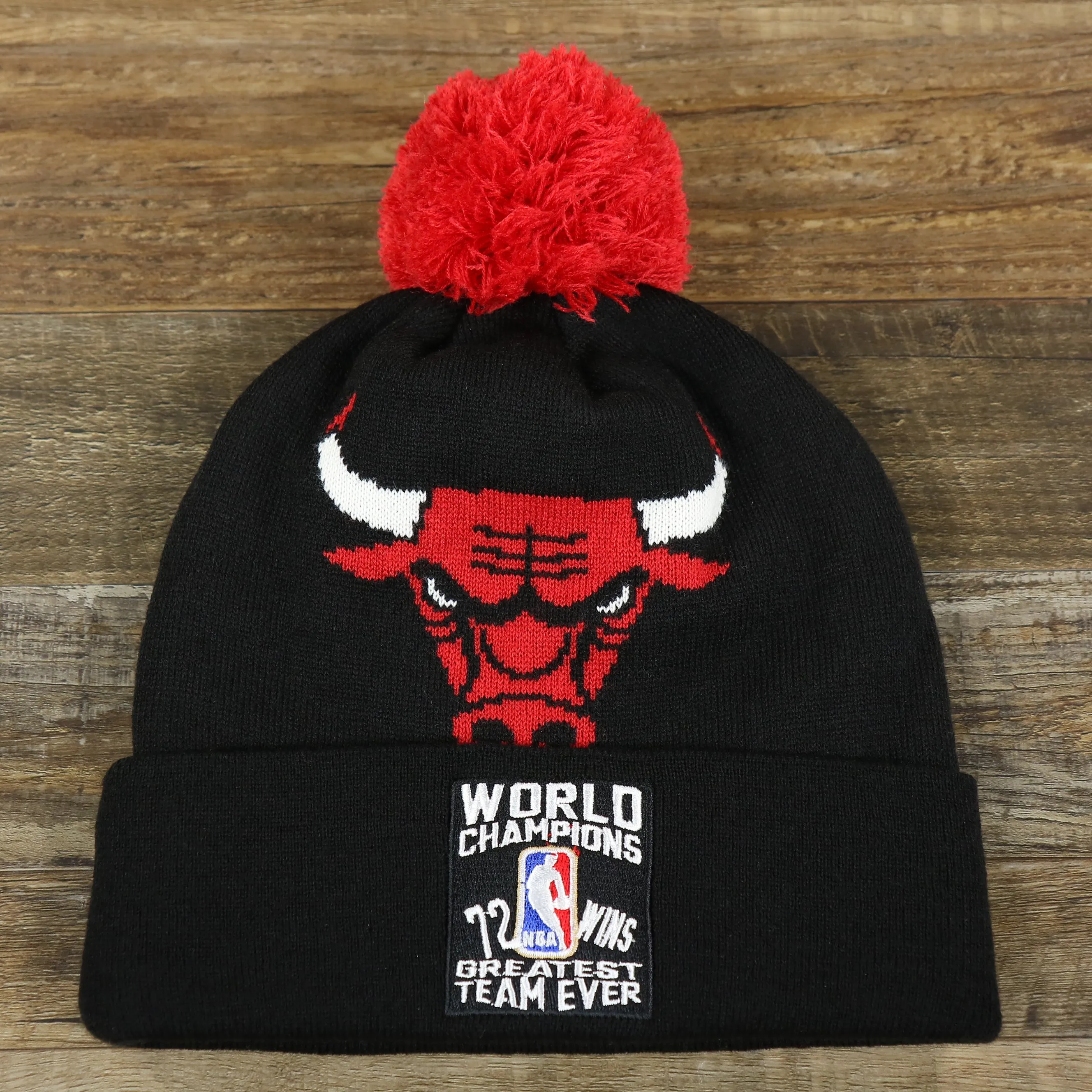 Chicago Bulls World Champions 72-10 Cuffed Winter Beanie to Match 72-10 11s | Black Winter Beanie