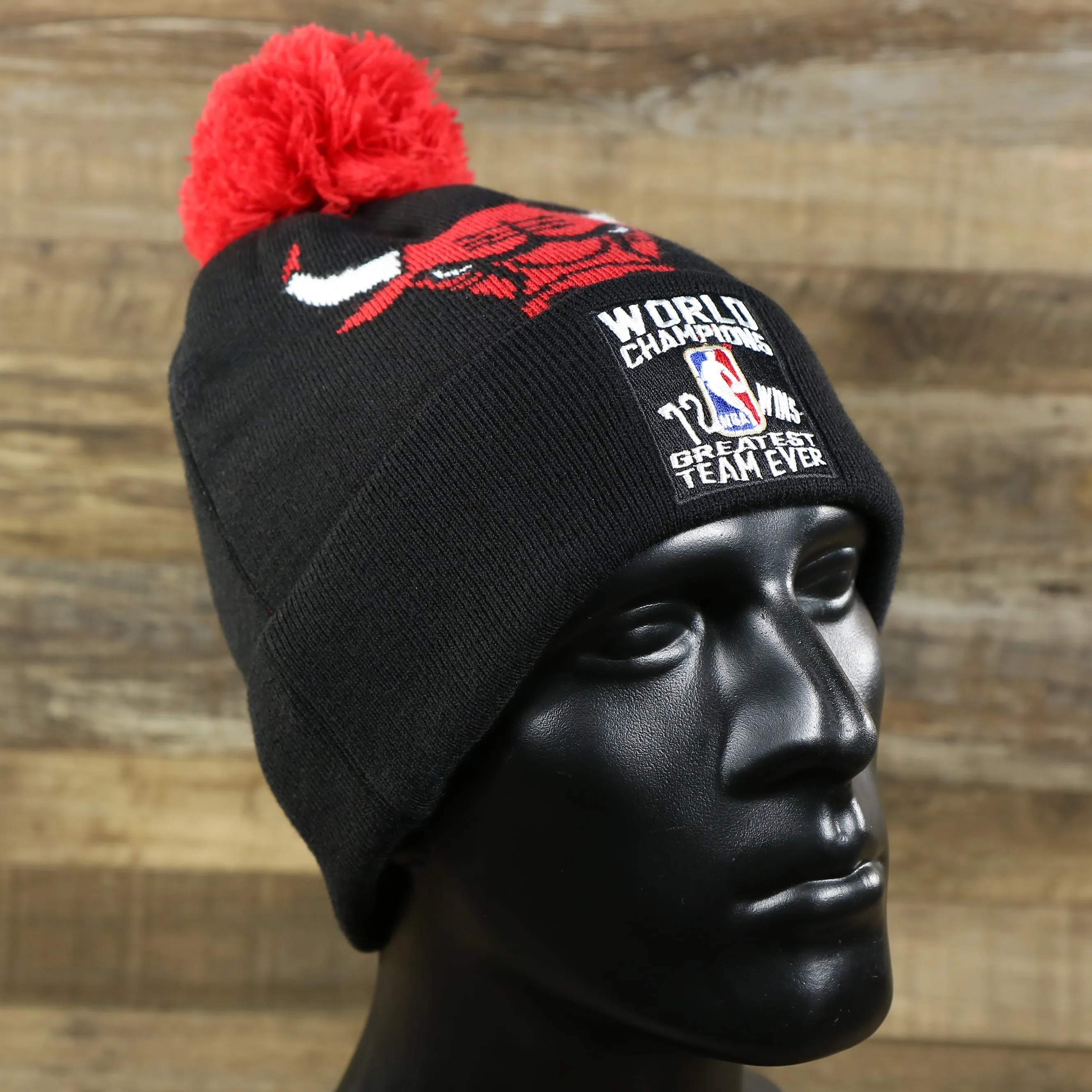 Chicago Bulls World Champions 72-10 Cuffed Winter Beanie to Match 72-10 11s | Black Winter Beanie