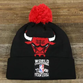 Chicago Bulls World Champions 72-10 Cuffed Winter Beanie to Match 72-10 11s | Black Winter Beanie