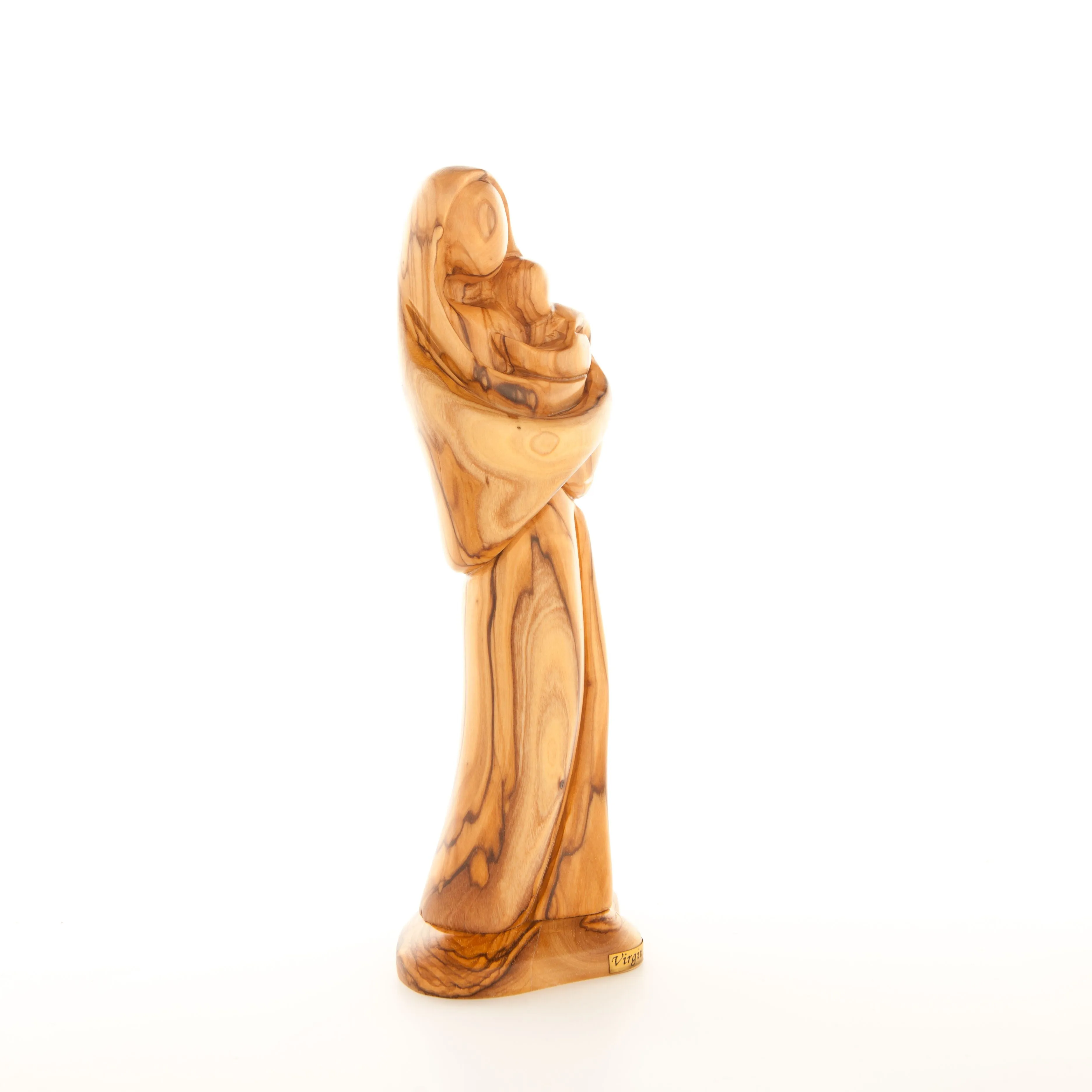 Classic Virgin Mary, 9.6 Abstract Olive Wood Carved in Bethlehem