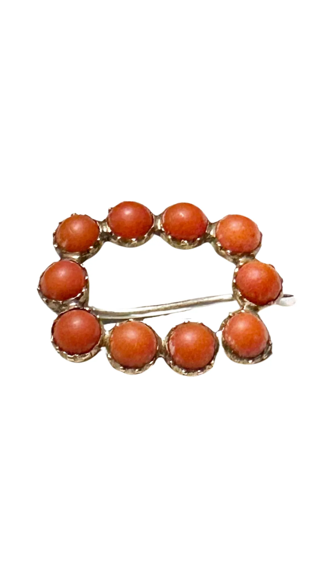 Coral Open Brooch