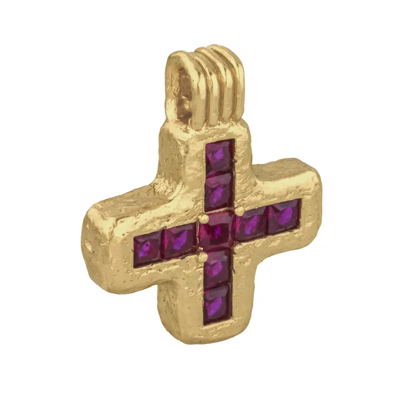 Dashorst Pendant with Magenta Zircon - 18K Gold Plated