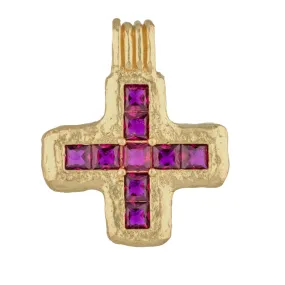 Dashorst Pendant with Magenta Zircon - 18K Gold Plated