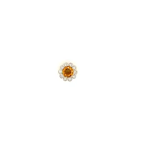 Floral Citrine Pendant with Diamond Halo in 14K White Gold