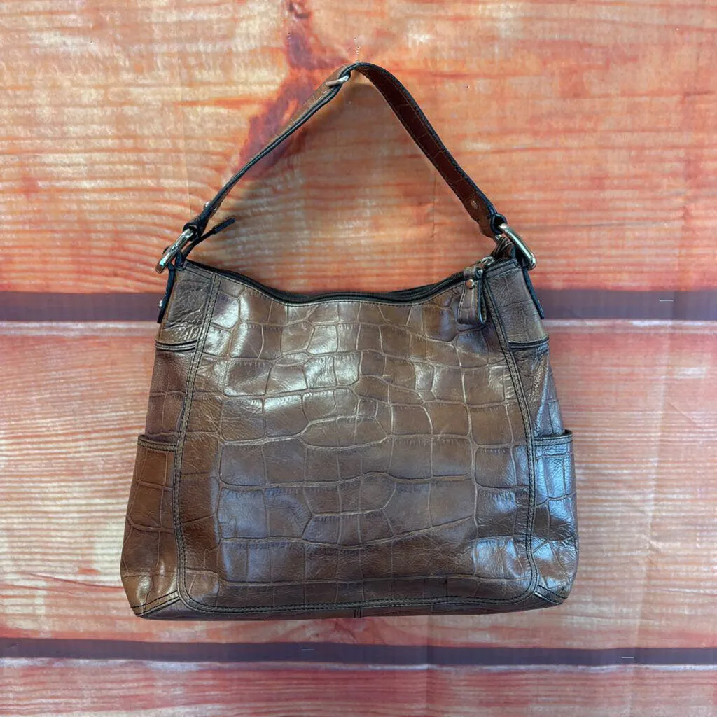 FOSSIL BROWN REPTILE PRINT PURSE TCA