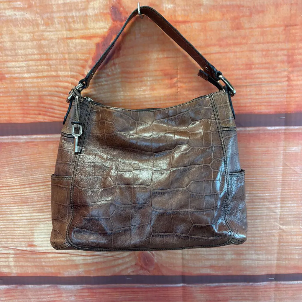 FOSSIL BROWN REPTILE PRINT PURSE TCA