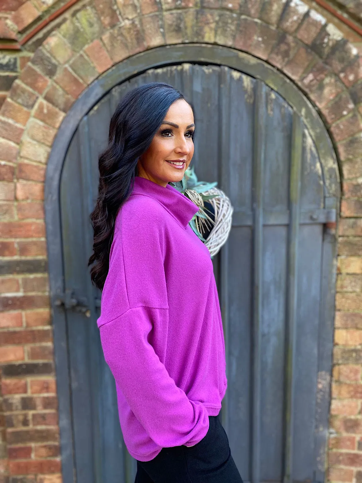 Grape Soft Cowl Neck Jumper Lucy