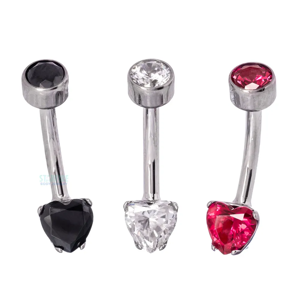 Heart-Cut Brilliant-Cut Gem Navel Curve