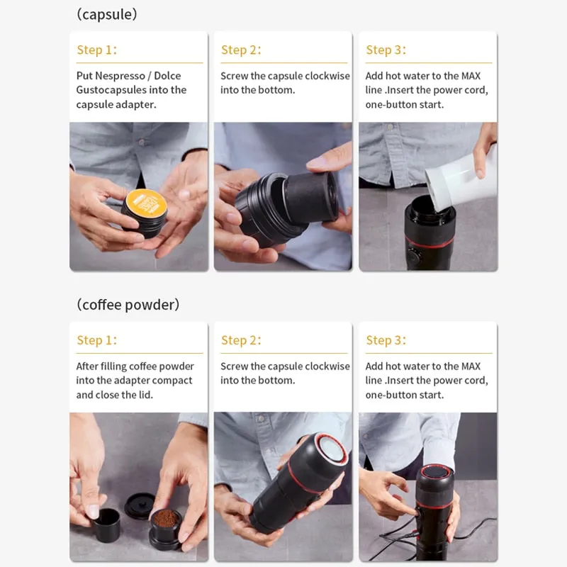 HiBREW Portable Car Coffee Machine, USB pod  Coffee machine, Capsule