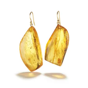 Honey Colored Amber on Wire Earrings