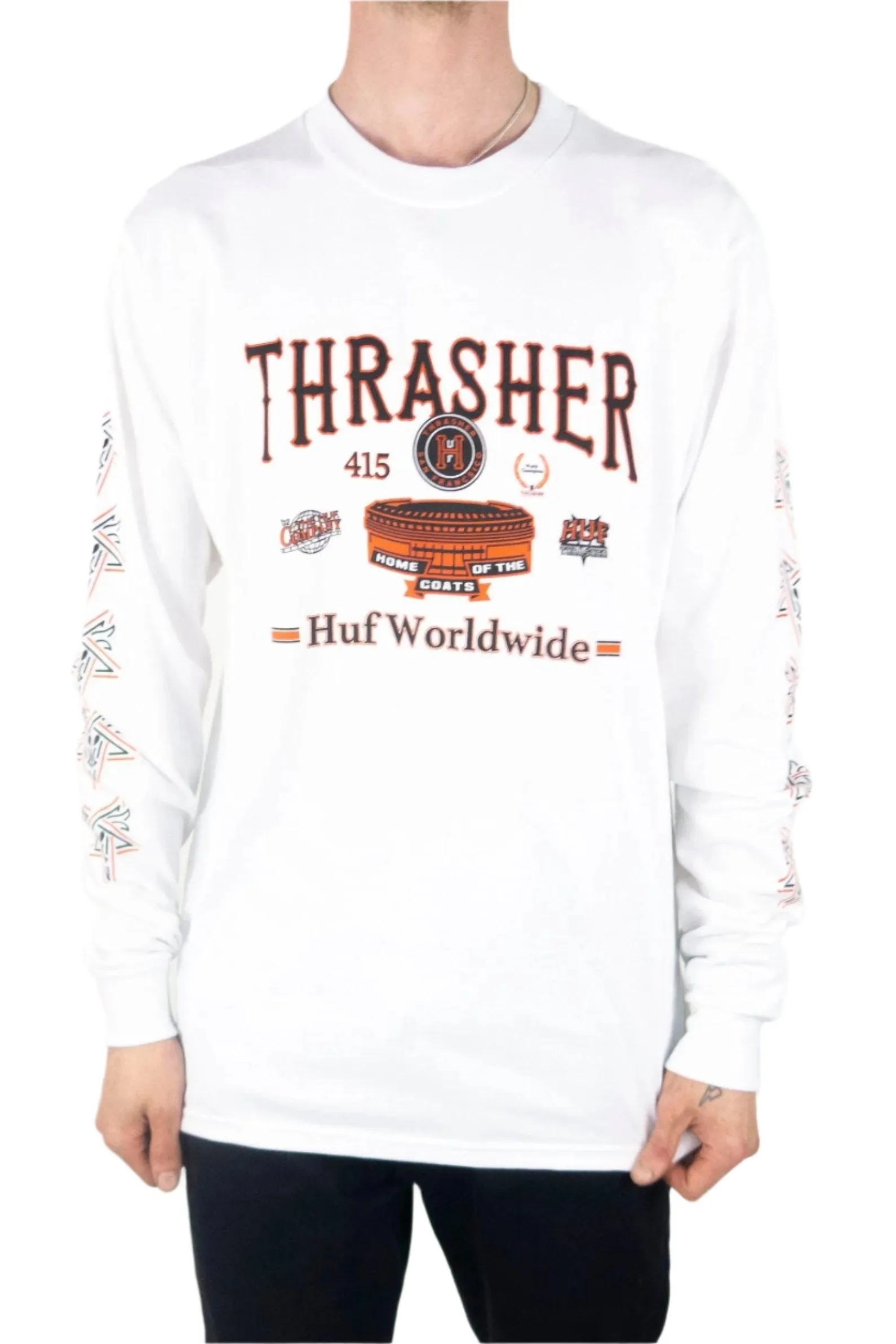 HUF x Thrasher Monteray Long Sleeve T-Shirt - White exclusive at Remix