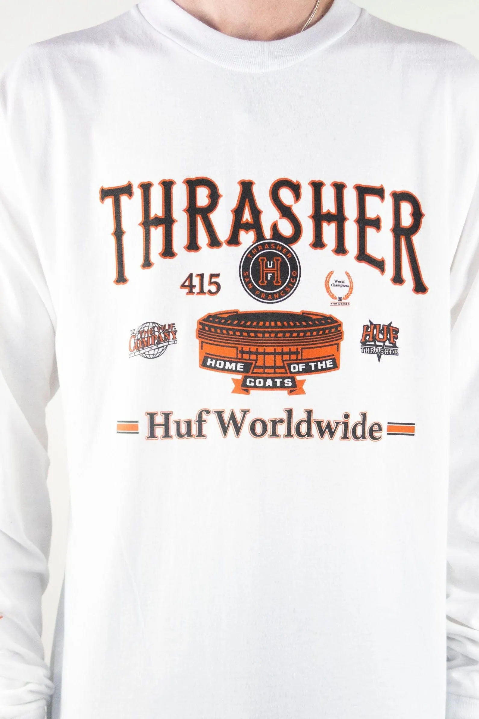 HUF x Thrasher Monteray Long Sleeve T-Shirt - White exclusive at Remix