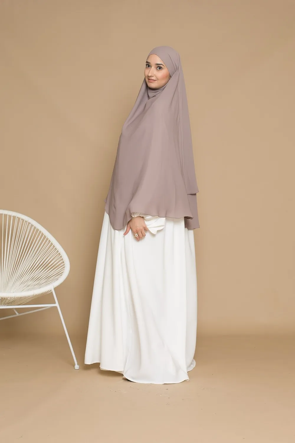 Khimar muselina doble velo topo