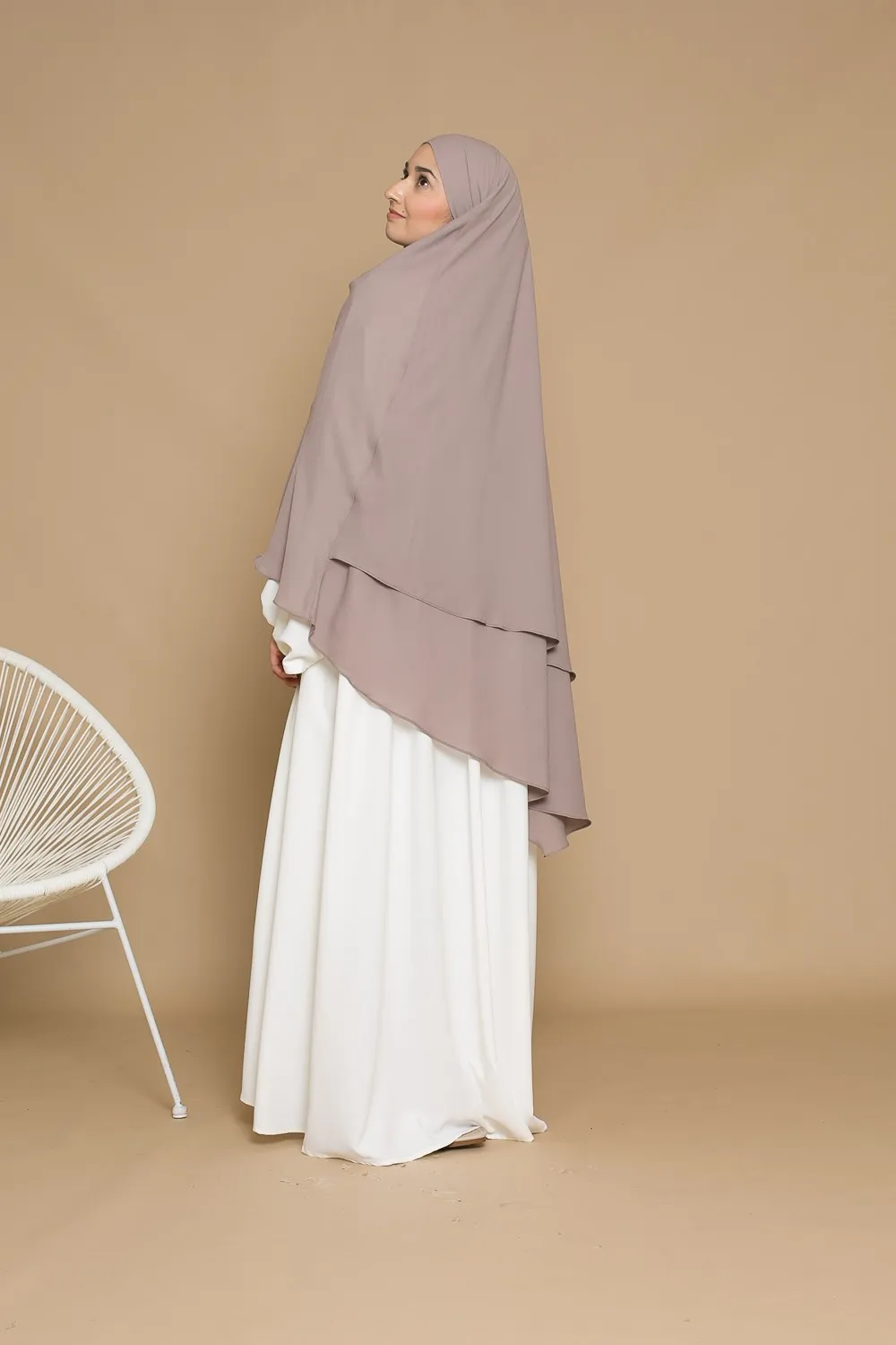 Khimar muselina doble velo topo