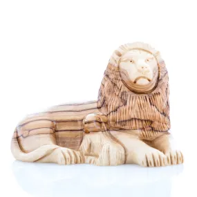 Lion with Lamb Wooden Sculpture, 4 Hand Carved in Holy Land