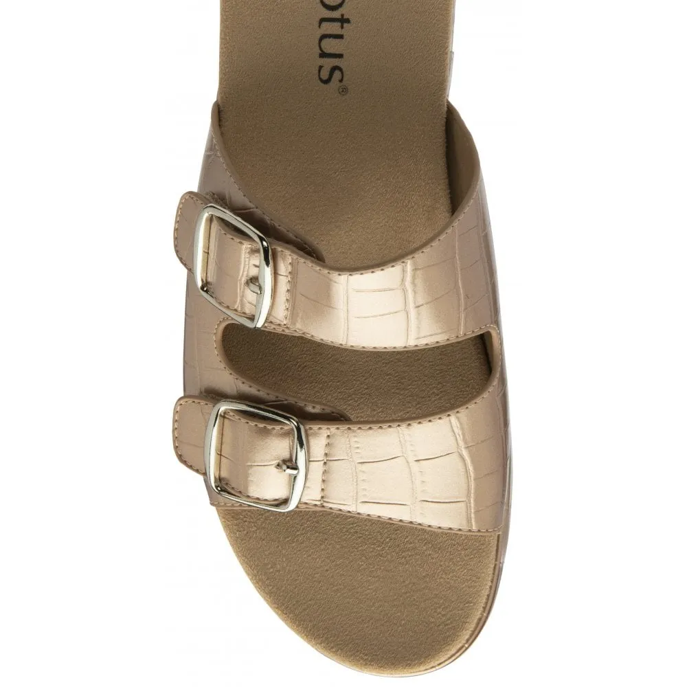 Lotus Linari Rose Croc Mule Sandal