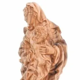 Madonna Virgin Mary w/ Child Jesus Christ, 14.25 Carved Wooden Statue