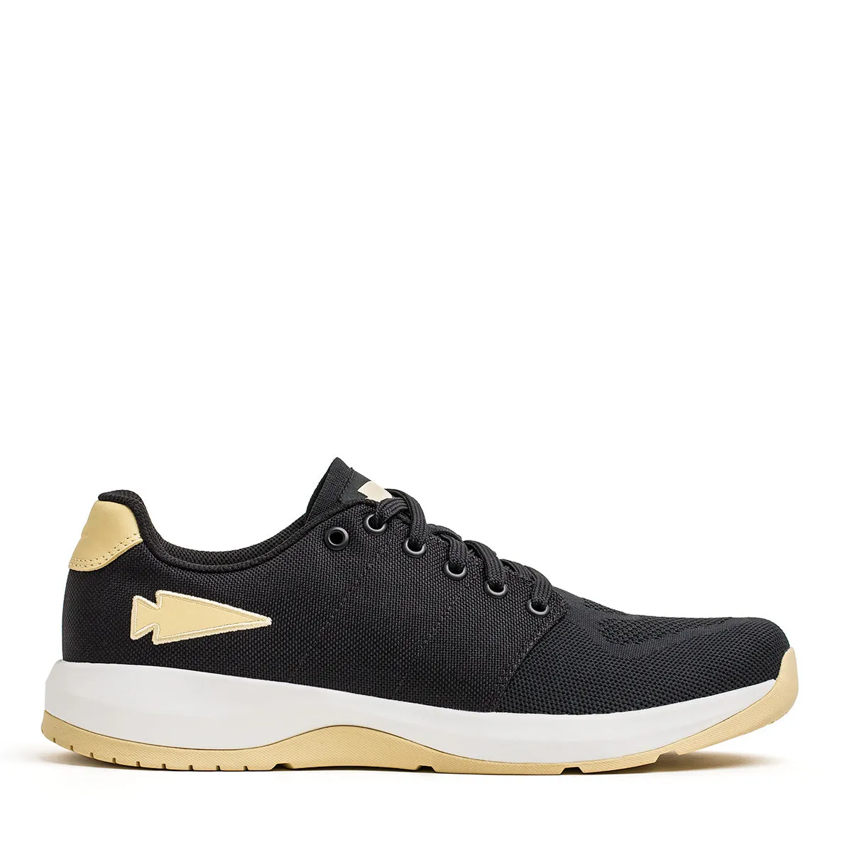 Men’s Ballistic Trainers - Black + White + Gold W/ Gold Reflective Spearhead